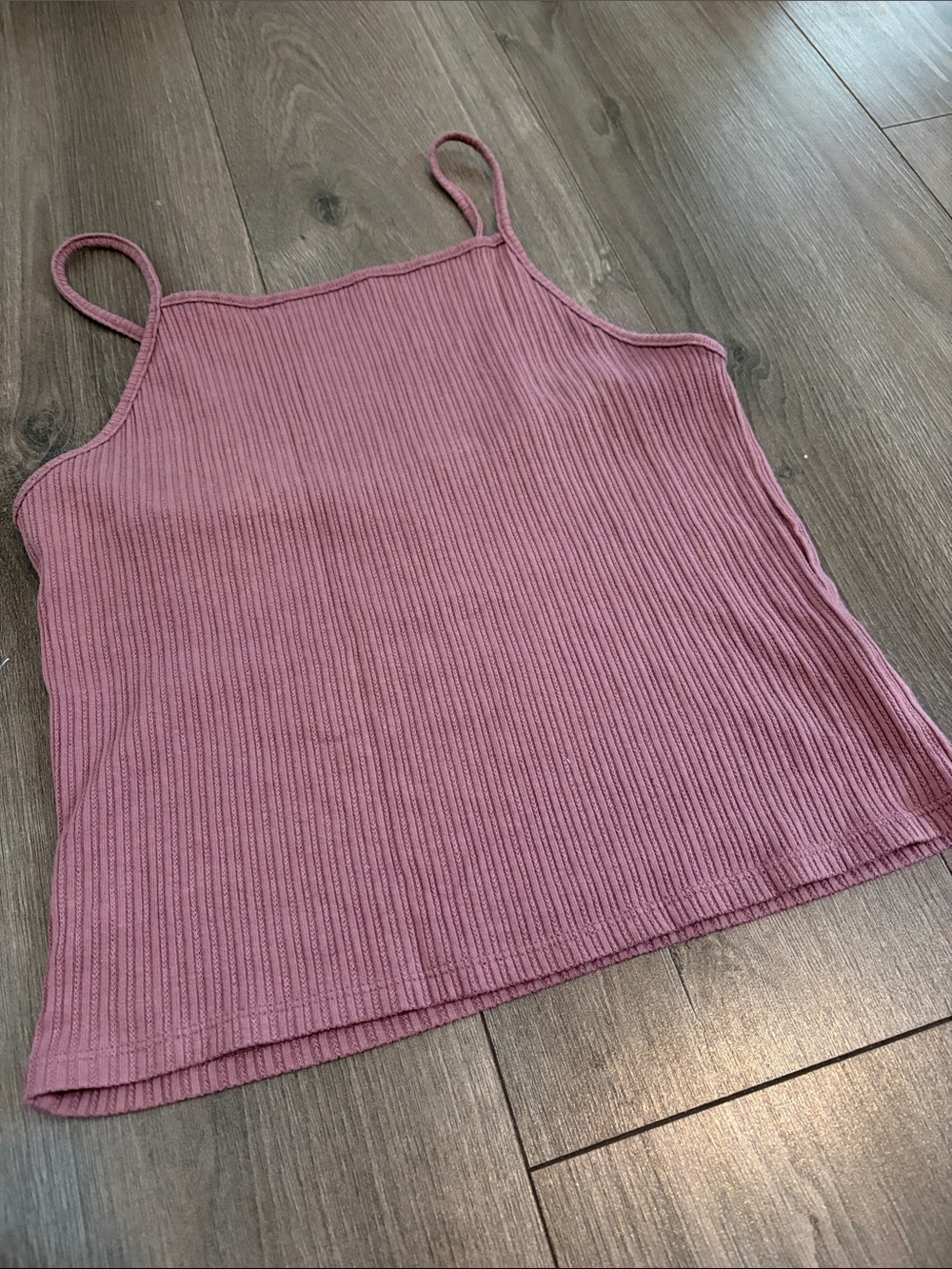 American Eagle Outfitters Ribbed Spaghetti Tank - Dusty Rose Pink